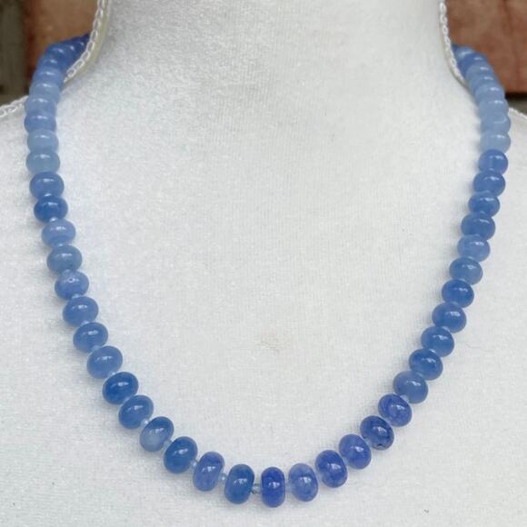 NWT, Artisan Made Gemstone Necklace, Light Blue, Silver Tone Clasp, 20" - Picture 1 of 6